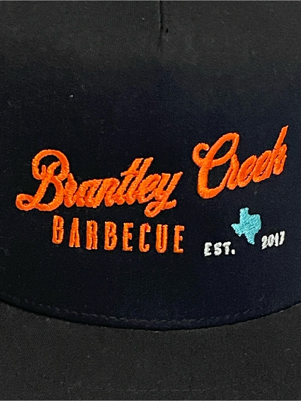 Brantley Creek Barbecue Texas Trucker Hat Black Orange The Classics Snapback - Picture 2 of 14